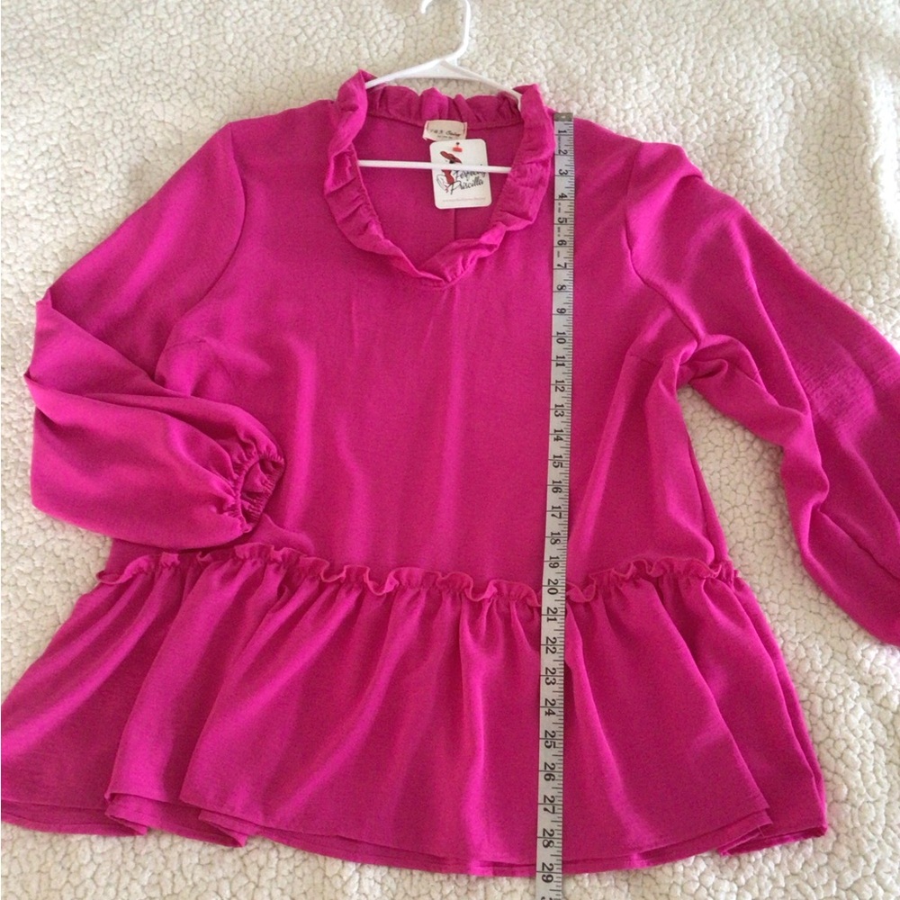Women's Pink Ruffled Top - Picture 6 of 6